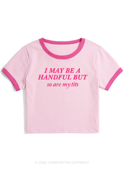 I May Be A Handful Y2K Ringer Tee Cherrykitten