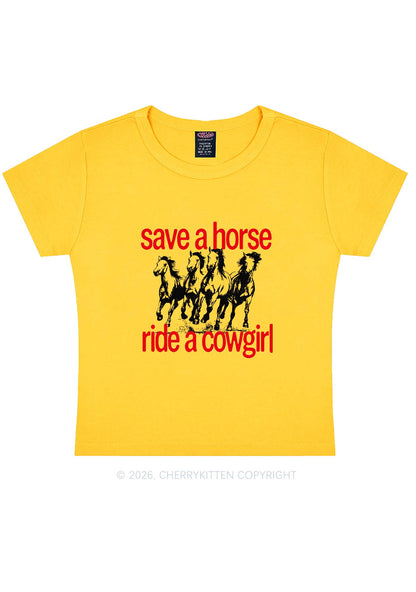 Four Horses Cowgirl Pride Y2K Baby Tee Cherrykitten