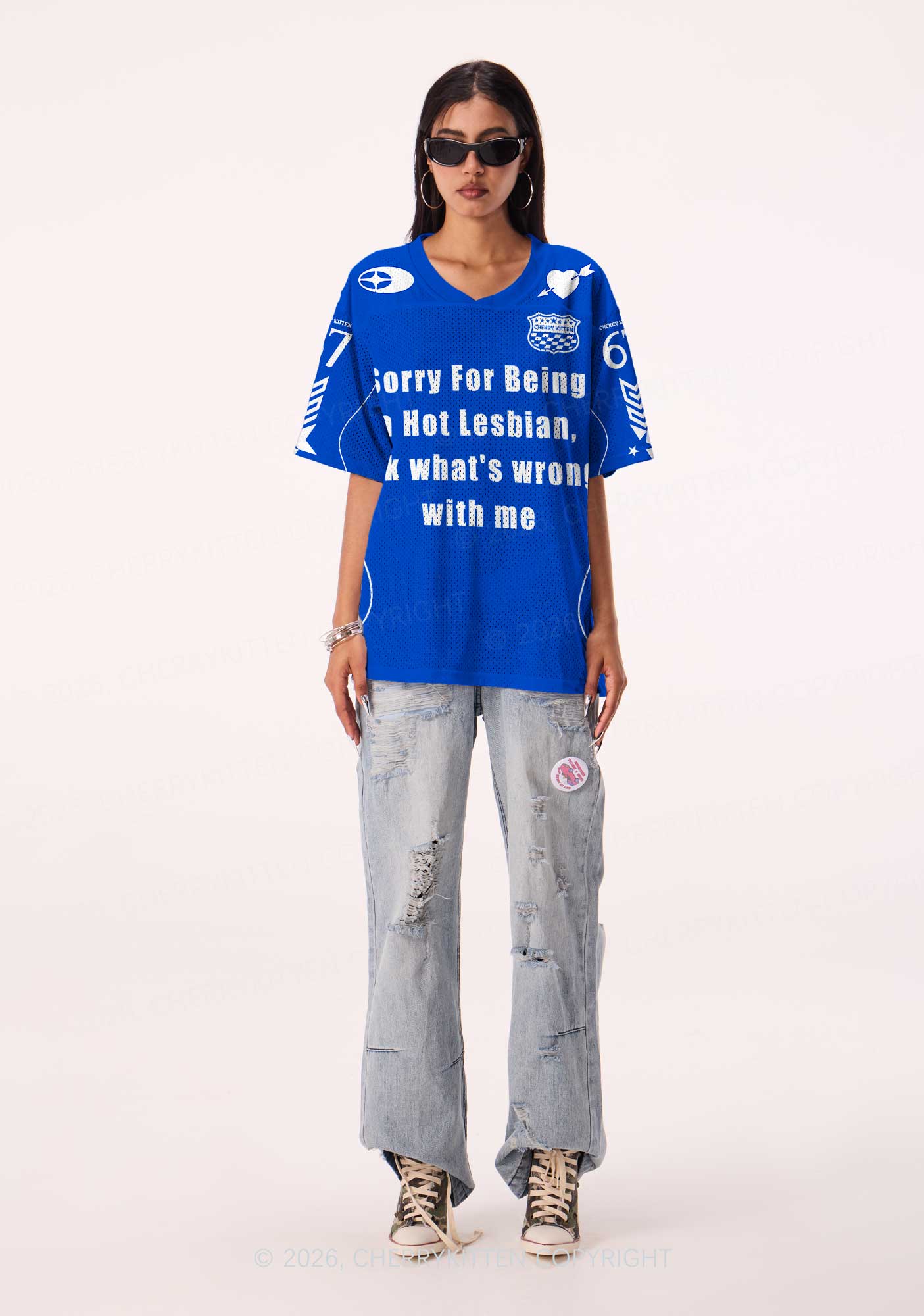 Sorry For Being A Hot Lesbian Pride Y2K Sport Jersey Shirts Cherrykitten