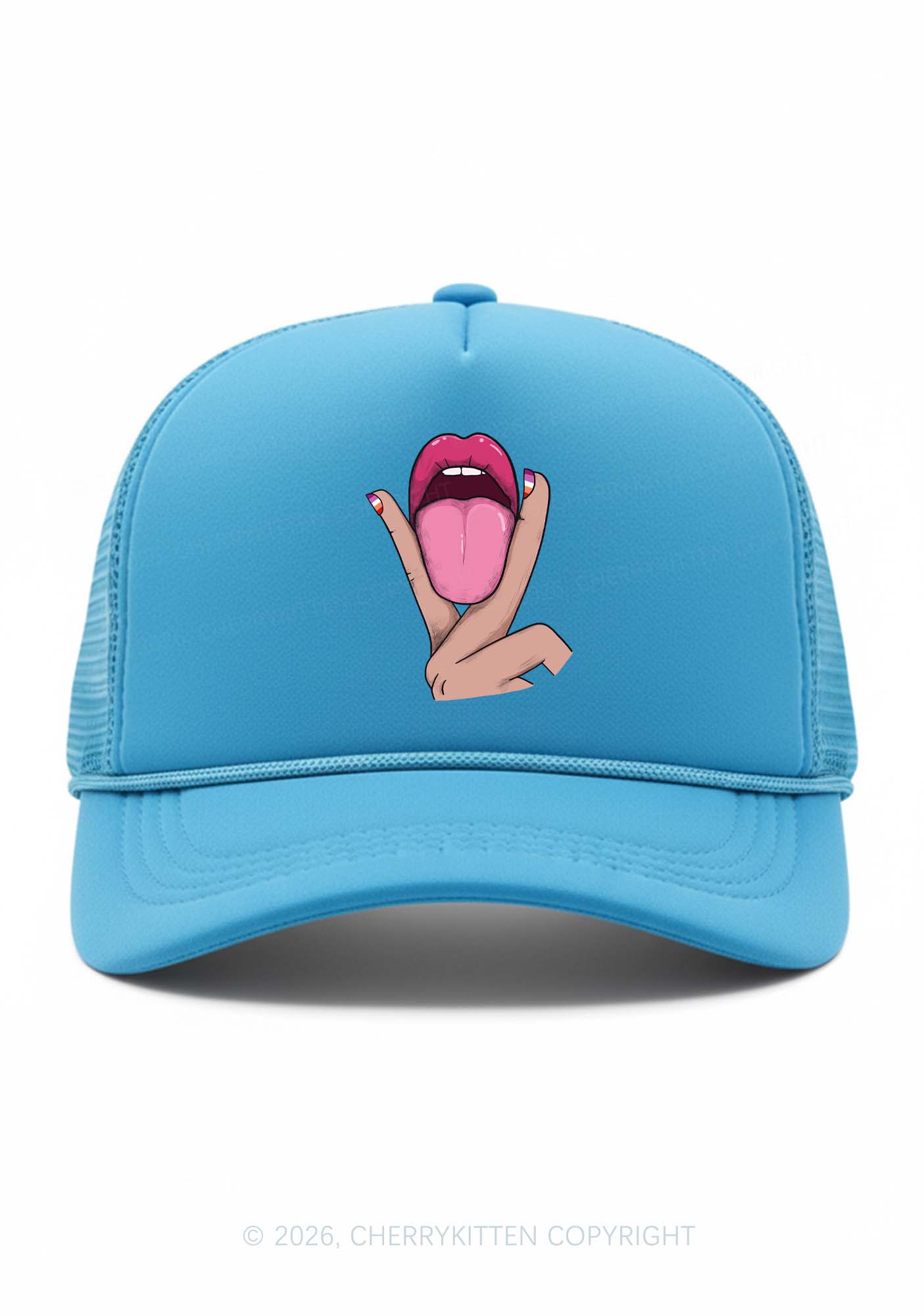 Lesbian Kissing Pride Y2K Trucker Hat Cherrykitten