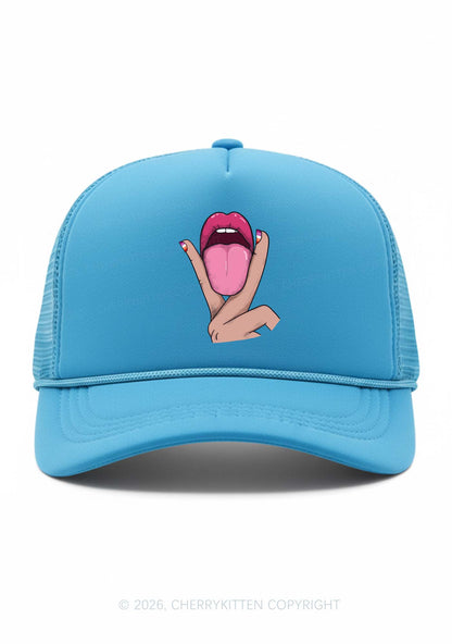 Lesbian Kissing Pride Y2K Trucker Hat Cherrykitten
