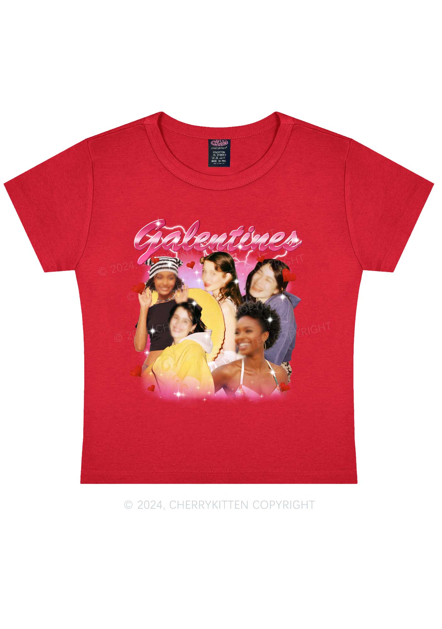 Galentines Custom Portrait Y2K Valentine's Day Baby Tee Cherrykitten