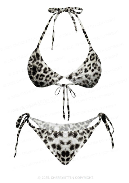 Snow Leopard Y2K Print Bikini Set Cherrykitten