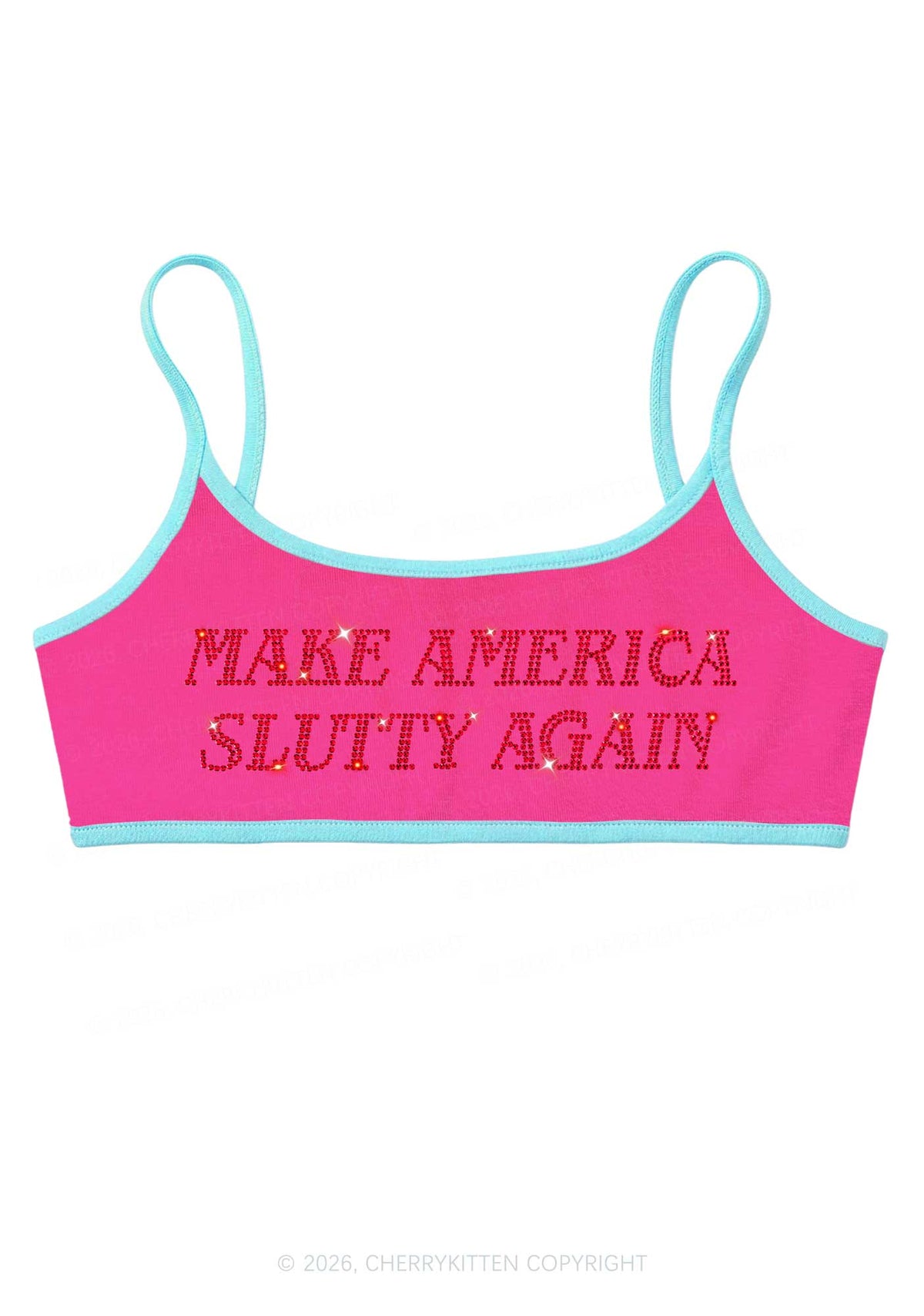 Rhinestone Make America Slxtty Y2K Super Crop Cami Cherrykitten