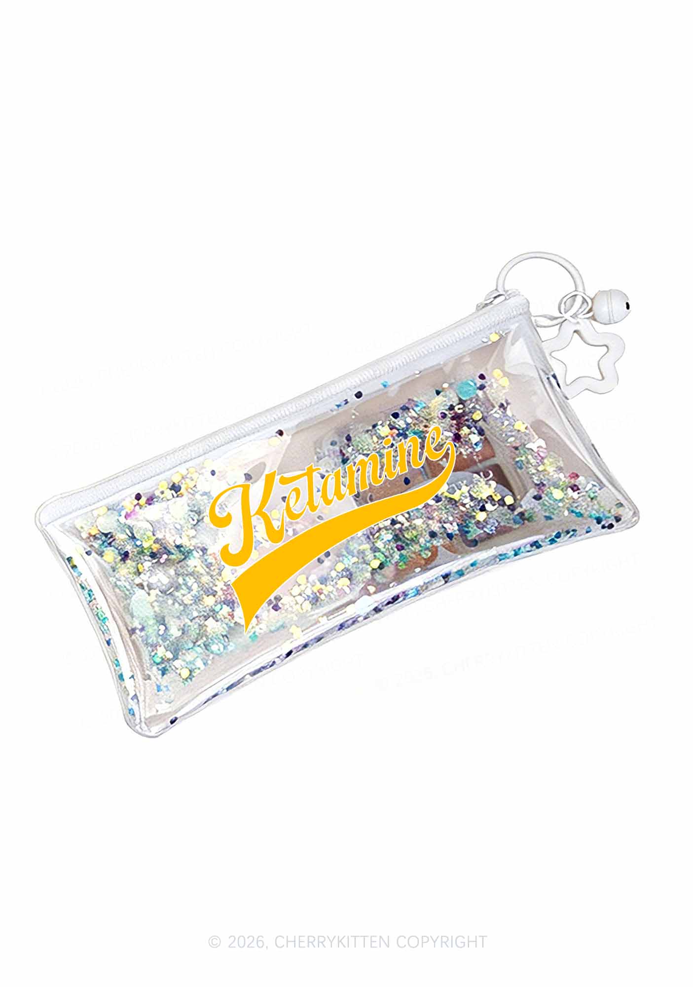 Yellow Ketamxxe Y2K Quicksand Transparent Pencil Pouch Cherrykitten