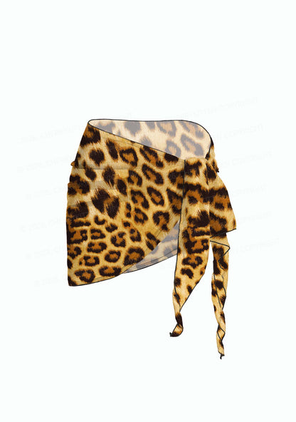 Brown Leopard Y2K Print Bikini Set Cherrykitten