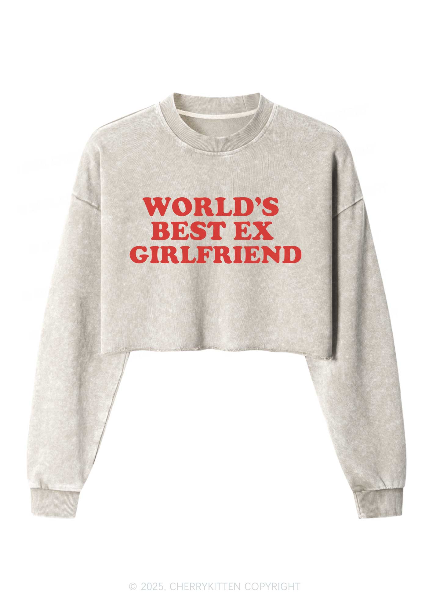 Best Ex Girlfriend Y2K Crop Washed Sweatshirts Cherrykitten