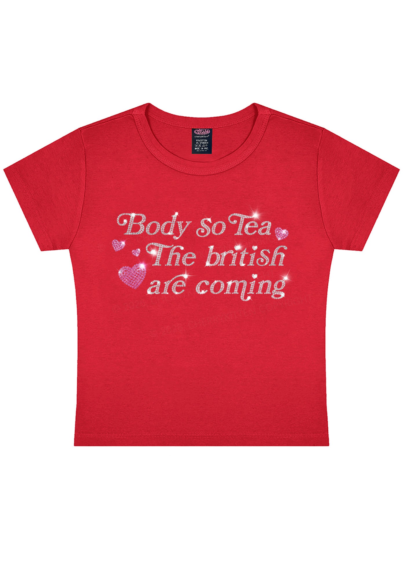 Rhinestone Body So Tea Y2K Baby Tee Cherrykitten