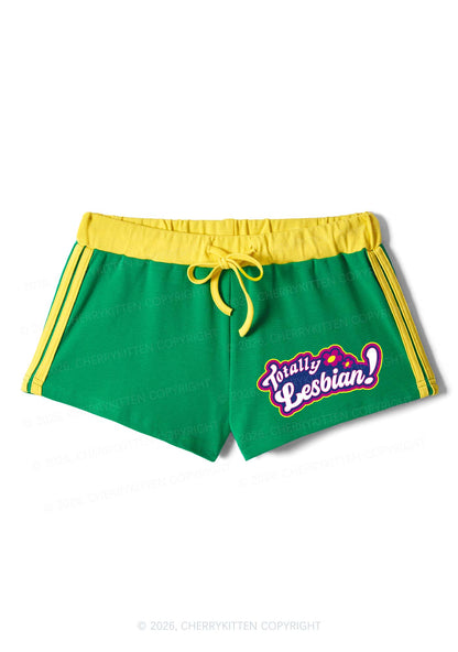 Totally Lesbian Pride Y2K Drawstring Mini Shorts Cherrykitten
