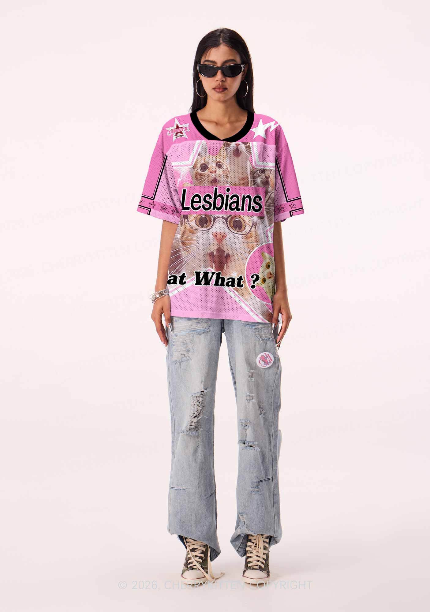 Lesbians Eat What Cat Pride Y2K Sport Jersey Shirts Cherrykitten