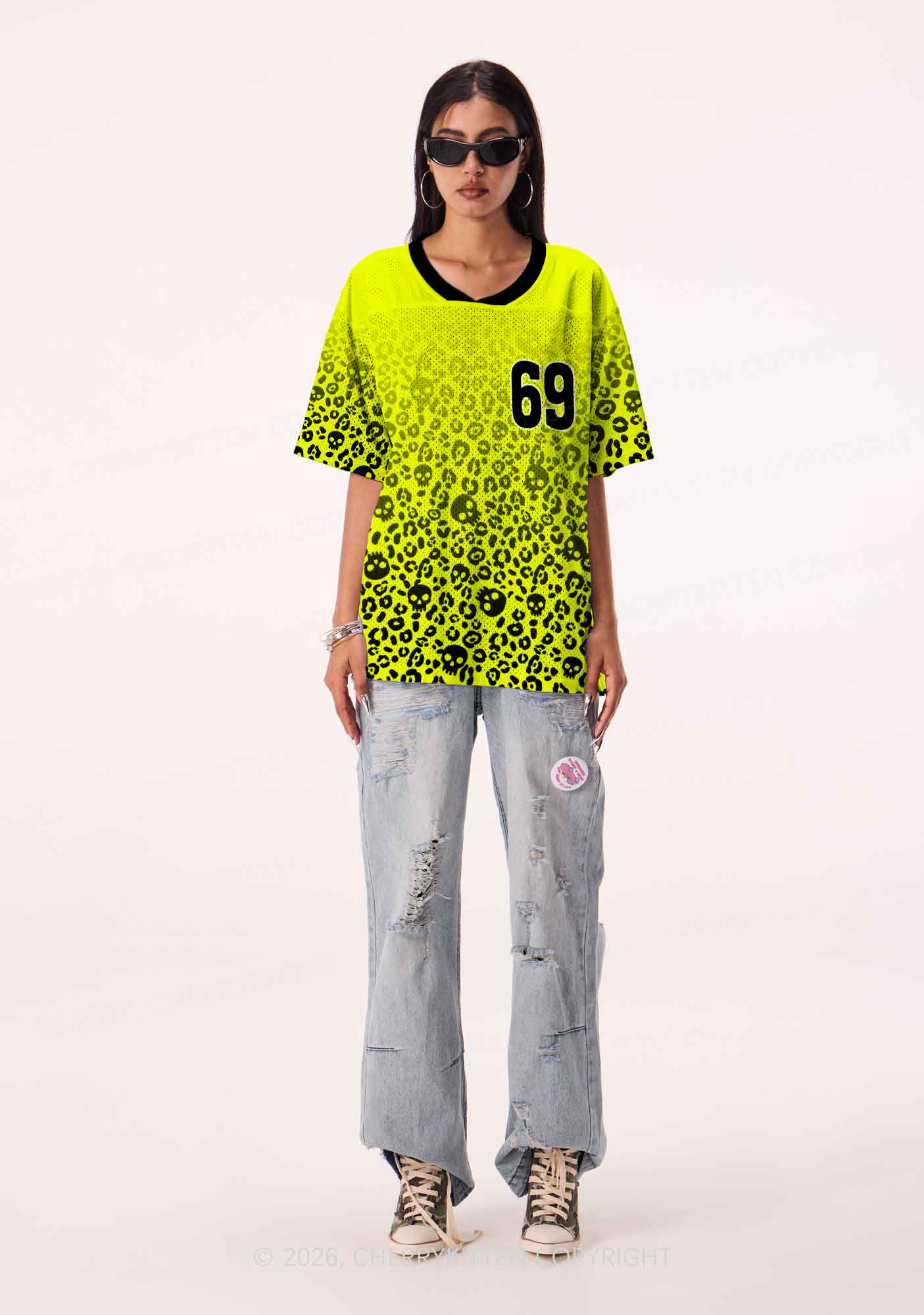 Halloween Yellow Skulls Leopard Y2K Sport Jersey Shirts Cherrykitten