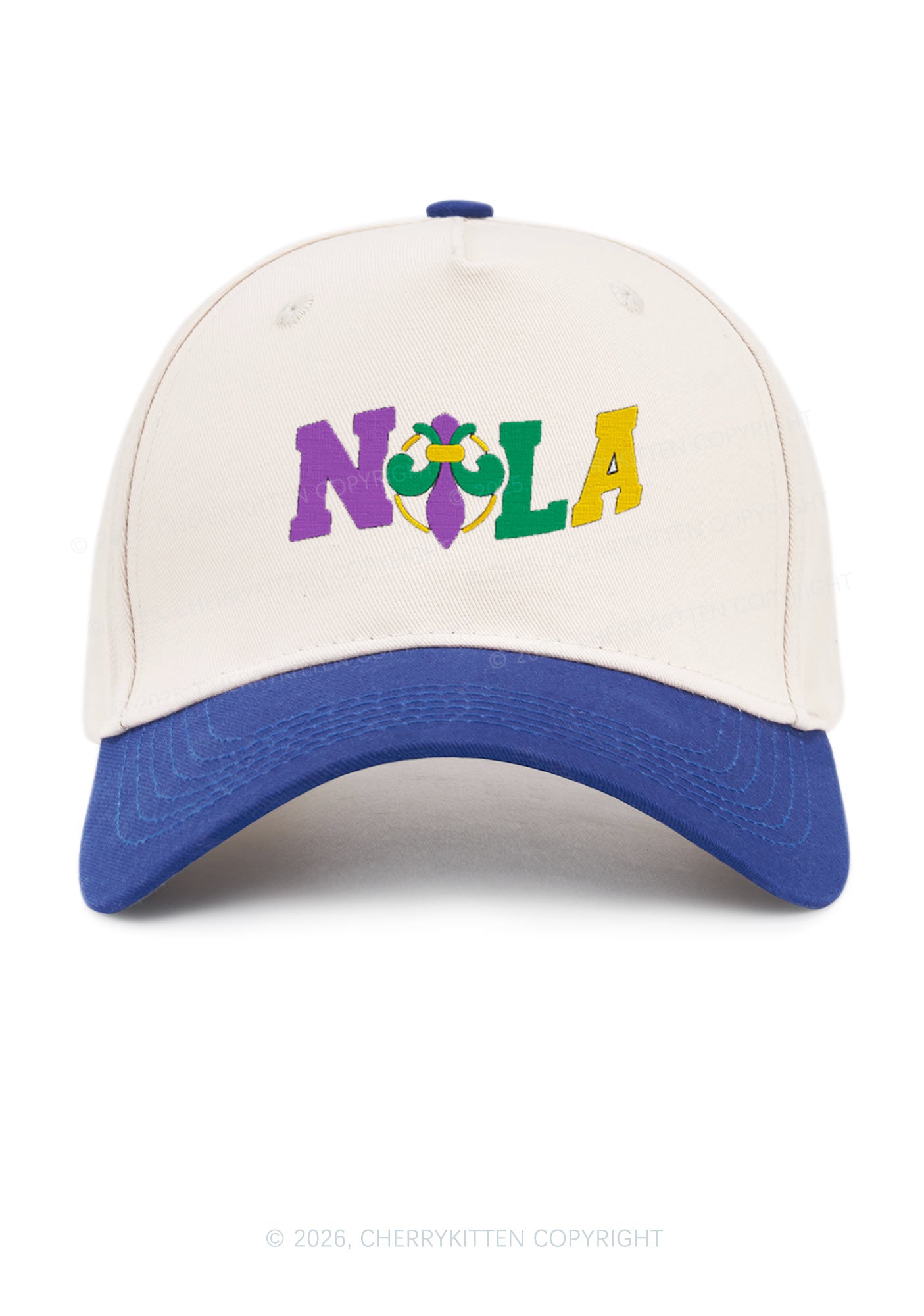 Embroidered Nola Fleur De Lis Y2K Color Block Baseball Cap Cherrykitten