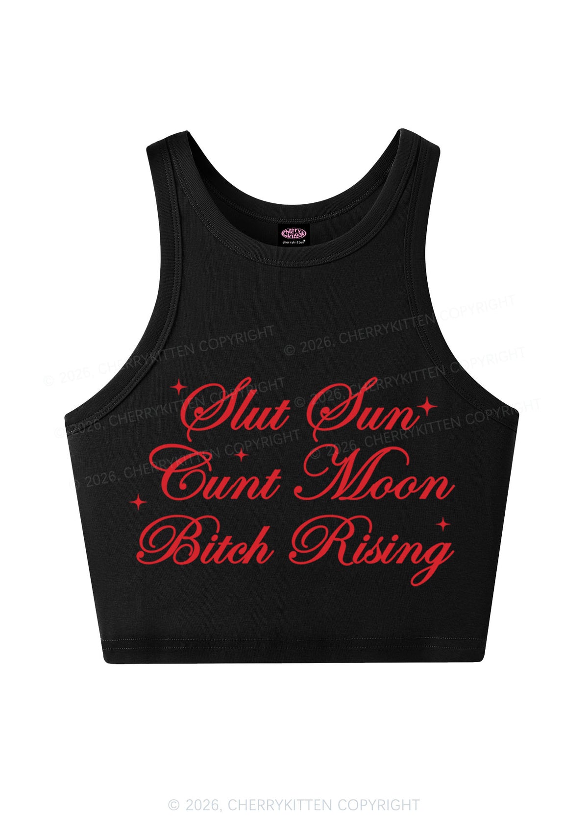 Slxt Sun Cxxt Moon Bxtch Rising Y2K Crop Tank Top Cherrykitten