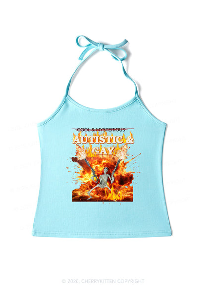 Autistic Gay Skeleton Pride Y2K Halter Neck Cami Cherrykitten