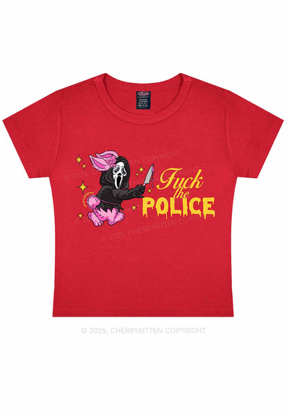 Halloween Fxxk The Police Y2K Baby Tee Cherrykitten