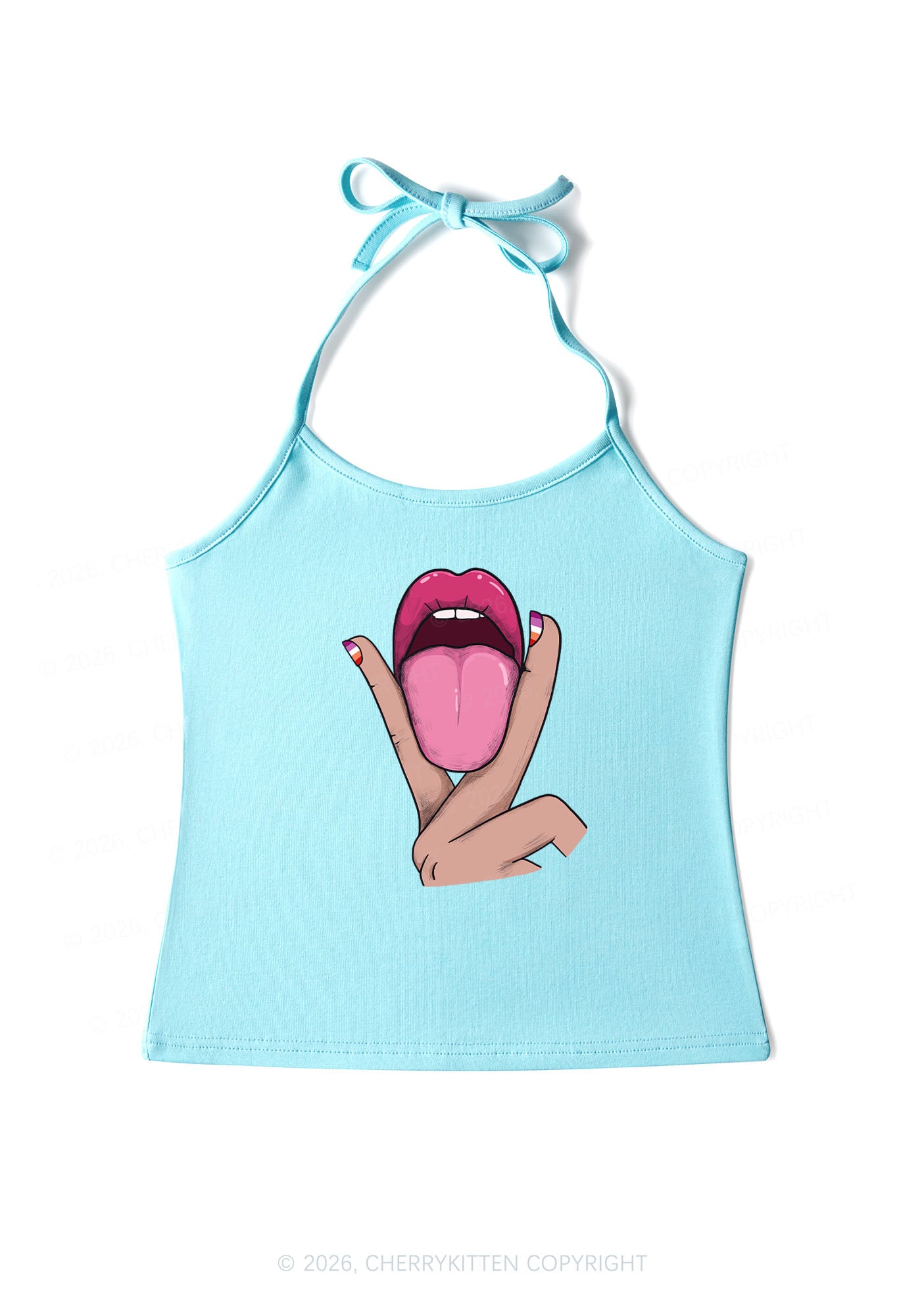 Lesbian Kissing Pride Y2K Halter Neck Cami Cherrykitten