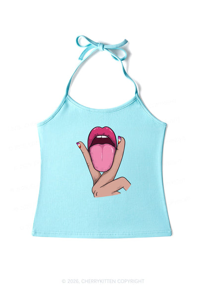 Lesbian Kissing Pride Y2K Halter Neck Cami Cherrykitten