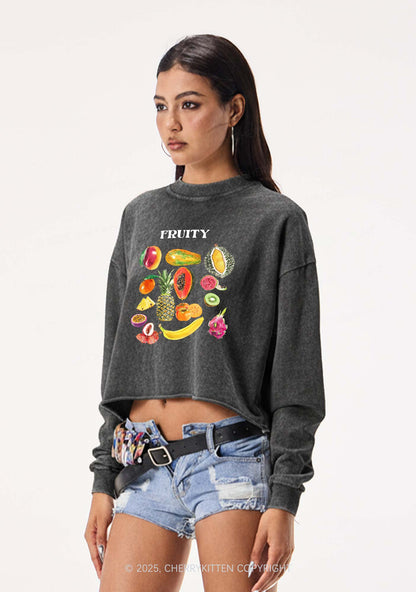 Fruity Pride Y2K Crop Washed Sweatshirts Cherrykitten