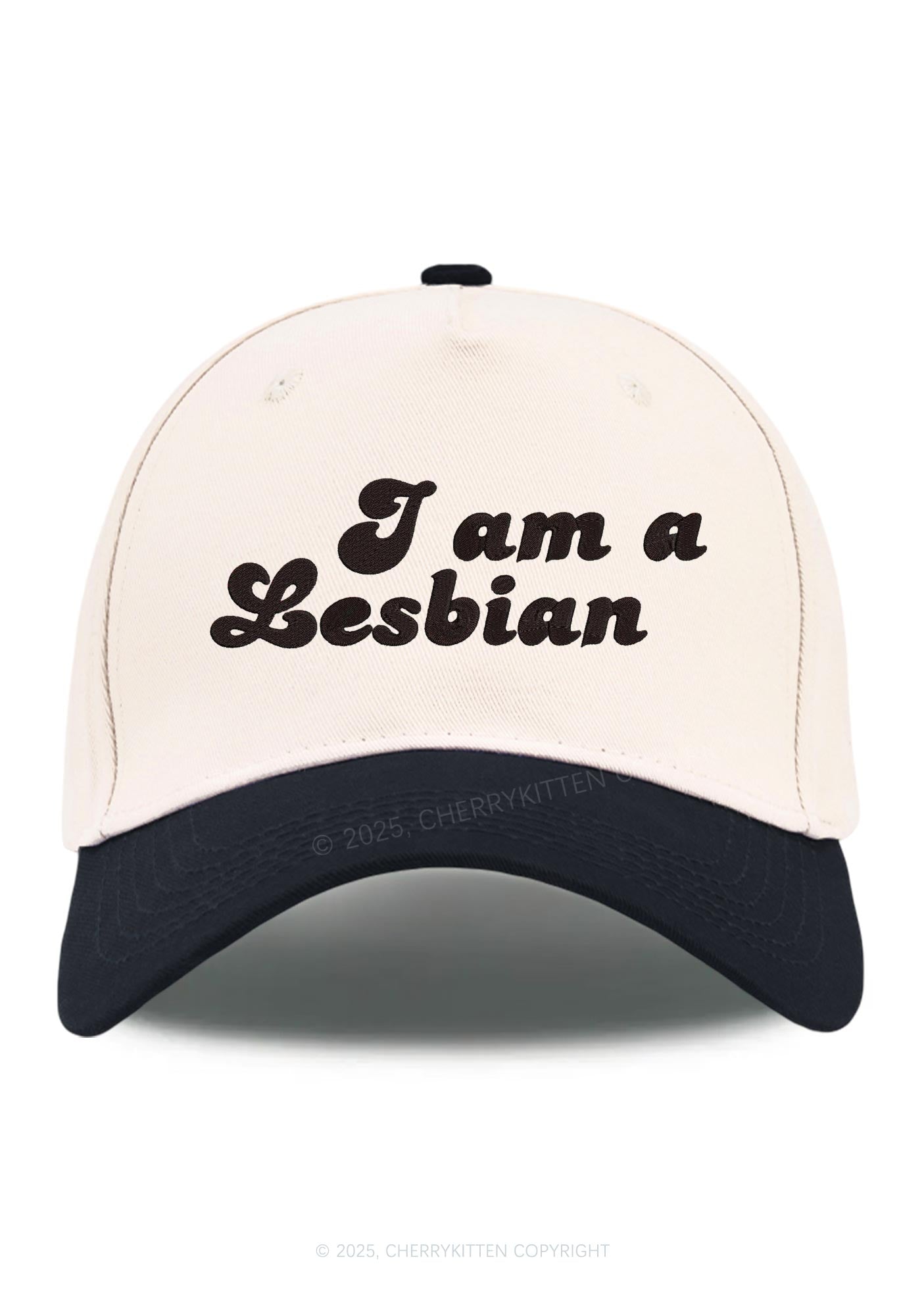 Embroidered Im Lesbian Pride Y2K Color Block Baseball Cap Cherrykitten