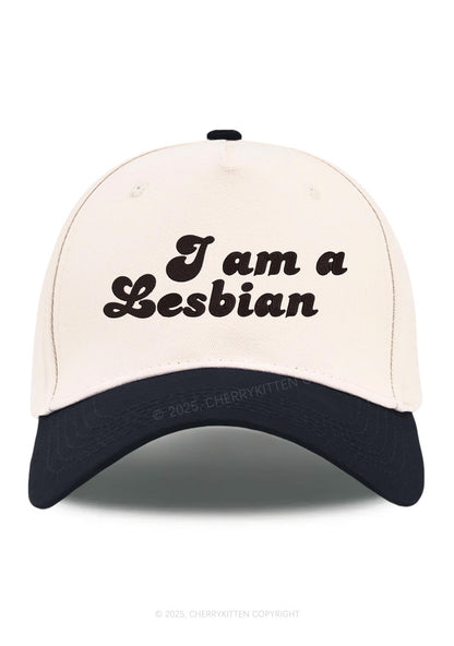 Embroidered Im Lesbian Pride Y2K Color Block Baseball Cap Cherrykitten