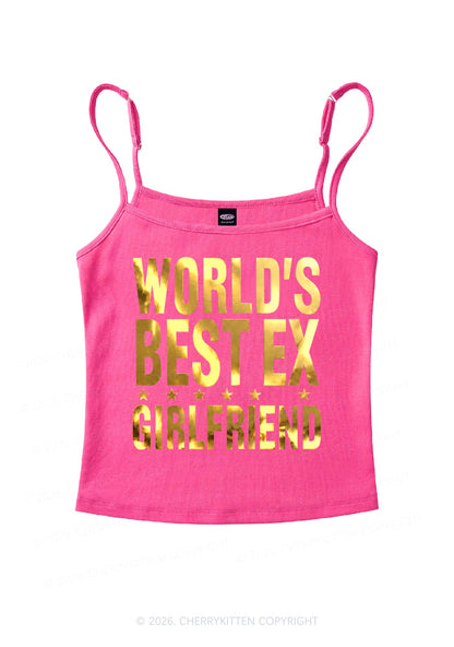 Best Ex Girlfriend Silver Foil Printed Y2K Spaghetti Strap Cami Cherrykitten