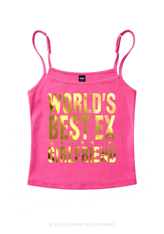 Best Ex Girlfriend Silver Foil Printed Y2K Spaghetti Strap Cami Cherrykitten