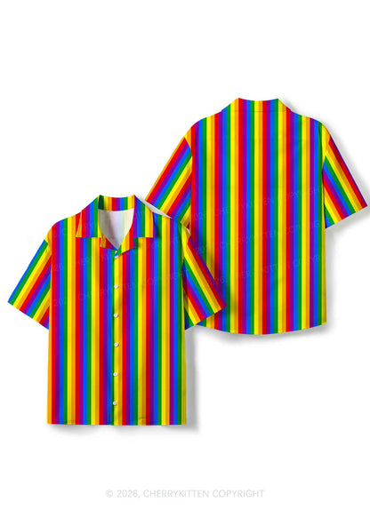 Rainbow Flag Pride Y2K Print Hawaiian Shirt Cherrykitten