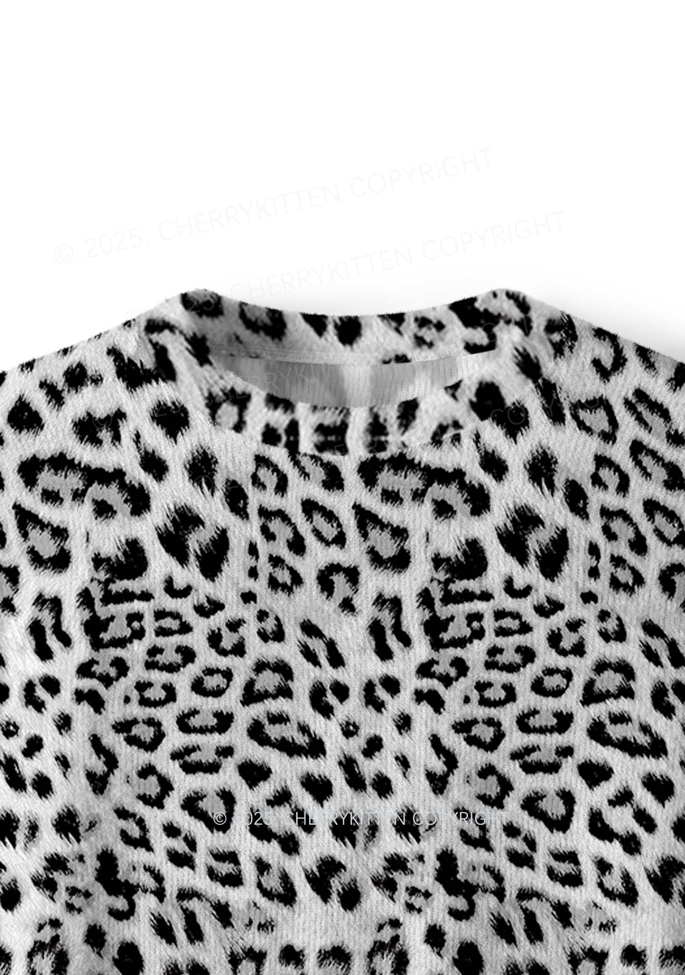 Black Leopard Y2K Christmas Knit Sweatshirt Cherrykitten