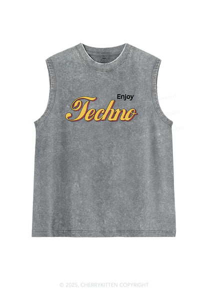 Enjoy Techno Y2K Washed Muscle Tank Cherrykitten
