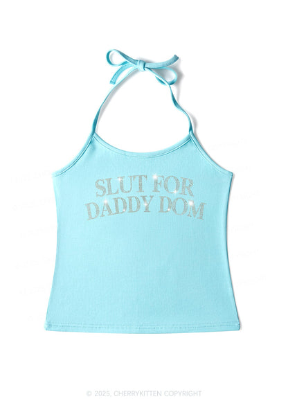 Rhinestone Slxt For Daddy Dom Y2K Halter Neck Cami Cherrykitten
