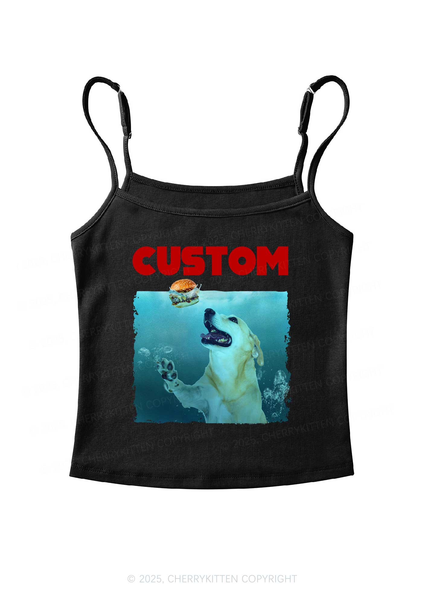 Custom Jowls Dog Y2K Spaghetti Strap Cami Cherrykitten