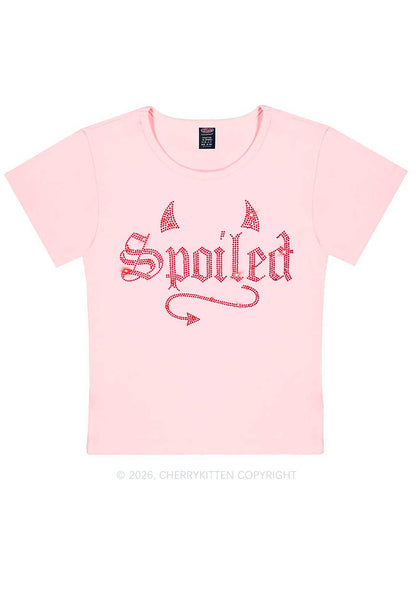 Rhinestone Spoiled Devil Horn Y2K Baby Tee Cherrykitten