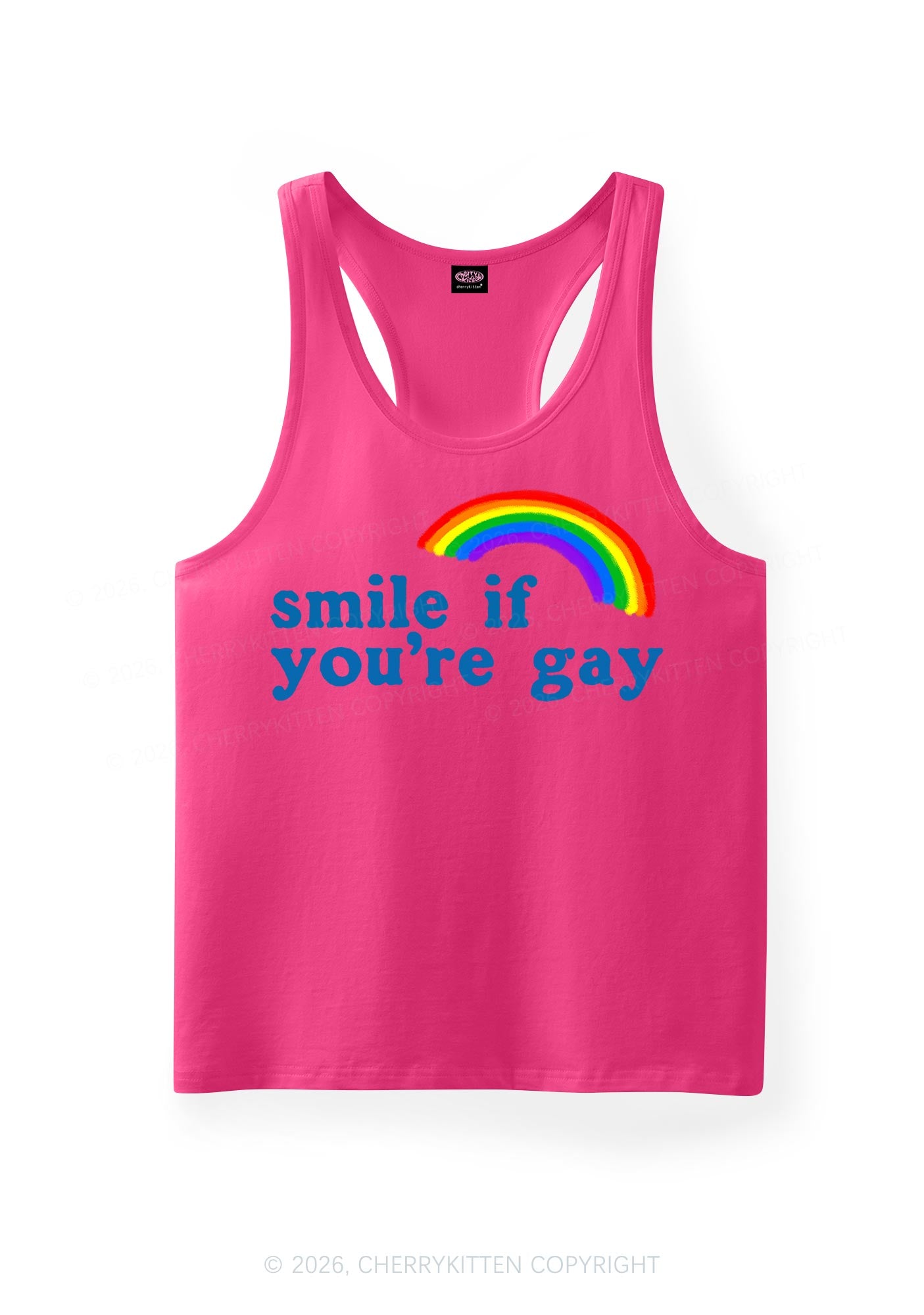 Smile If You Are Gay Pride Y2K Men Racerback Tank Top Cherrykitten