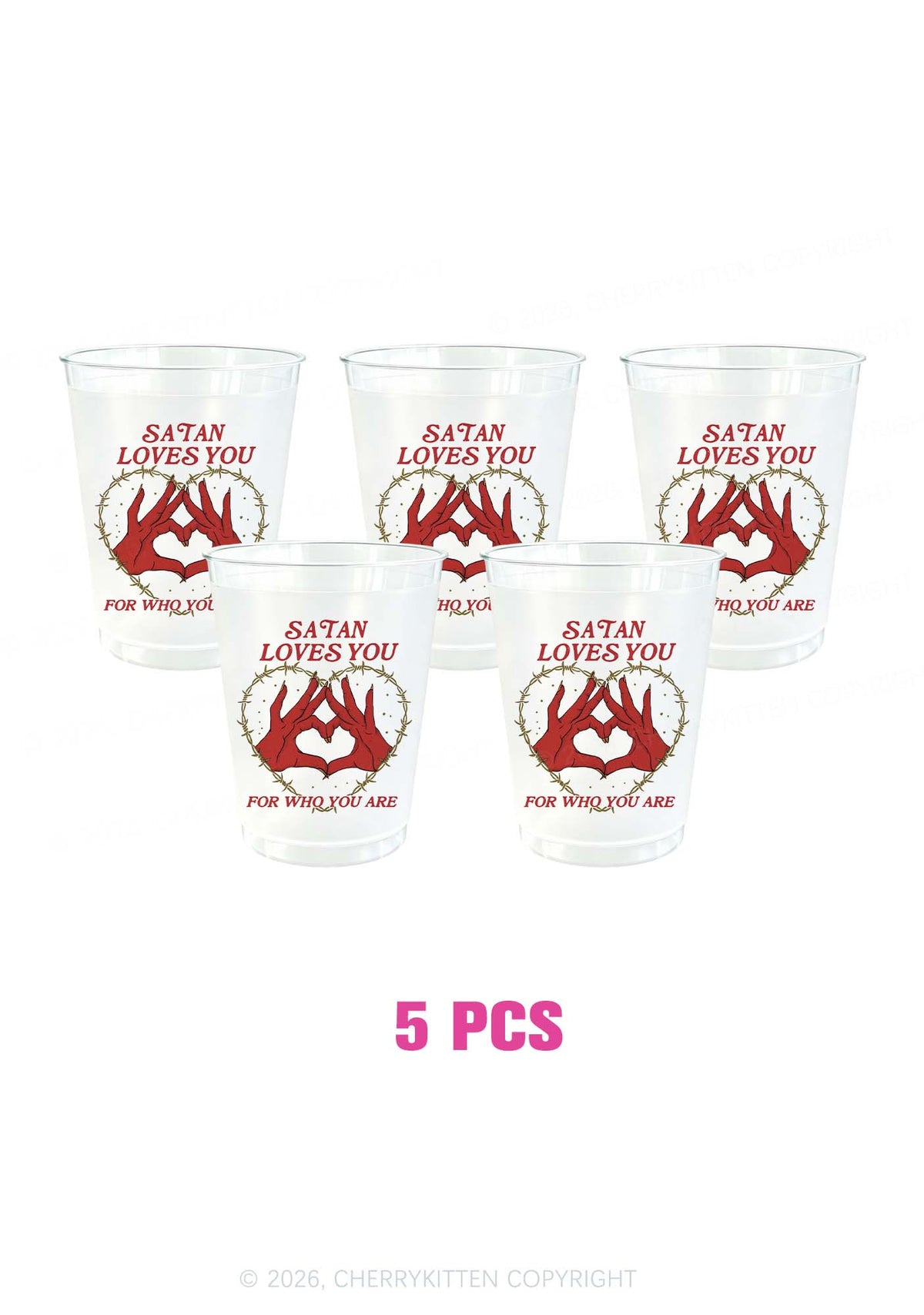 Satan Loves You Heart Y2K Halloween Plastic Cup Cherrykitten
