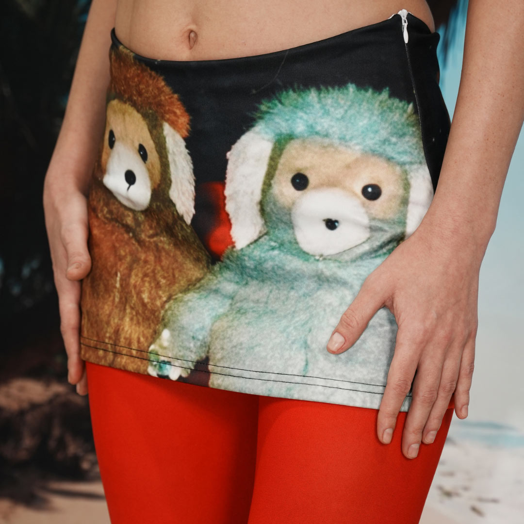 Bear Friends Y2K Print Mini Skirt Cherrykitten