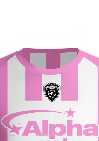 Alpha Male Pink White Stripes Pride Y2K Football Jersey Shirts Cherrykitten