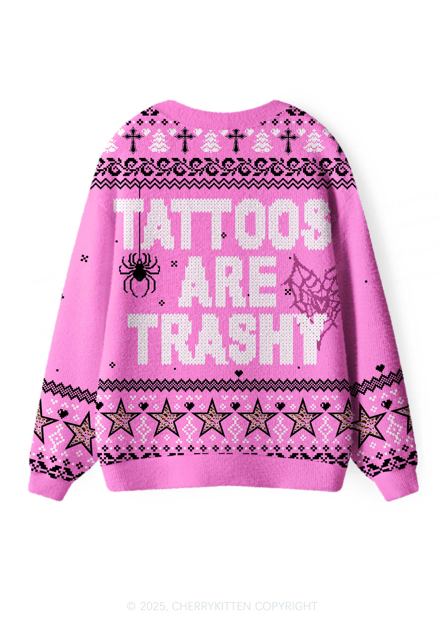 Tattoos Are Trashy Y2K Christmas Cardigan Knit Sweatshirt Cherrykitten