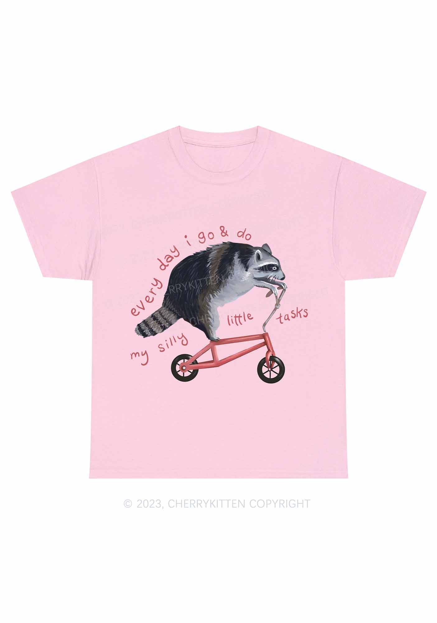 Raccoon On Bicycle Y2K Chunky Shirt Cherrykitten