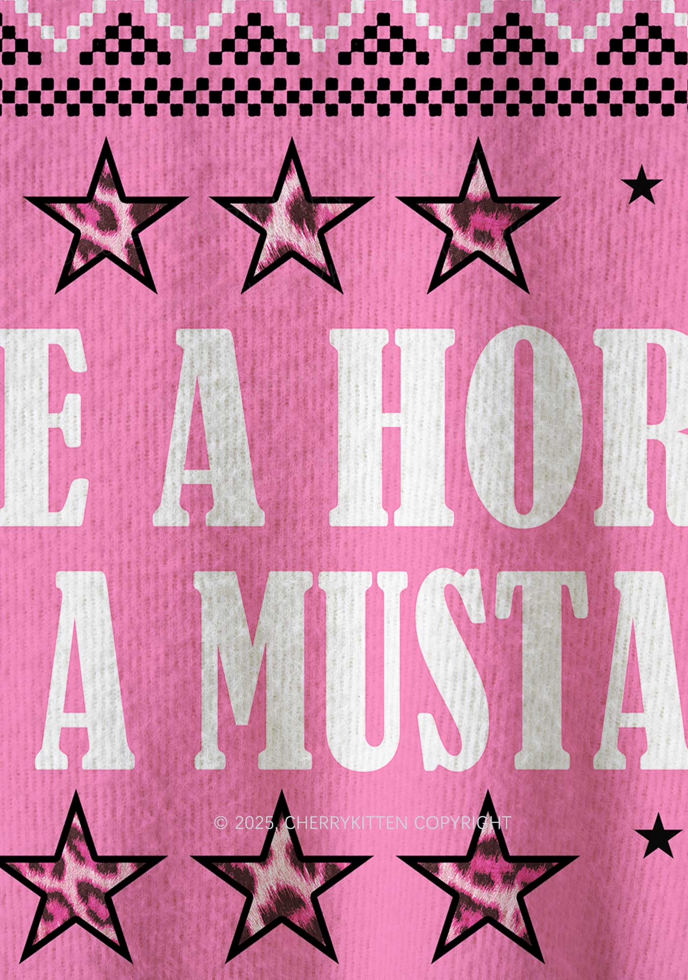 Ride A Mustache Y2K Christmas Knit Sweatshirt Cherrykitten