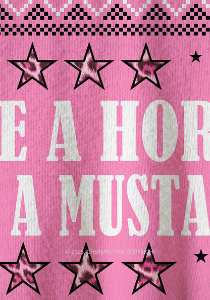 Ride A Mustache Y2K Christmas Knit Sweatshirt Cherrykitten