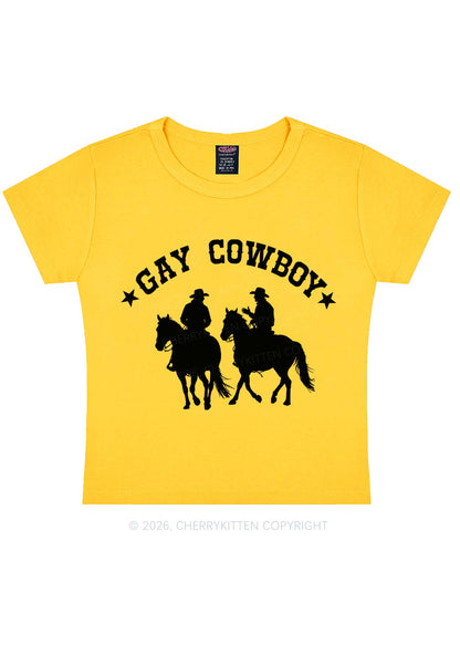 Gay Cowboy Pride Y2K Baby Tee Cherrykitten