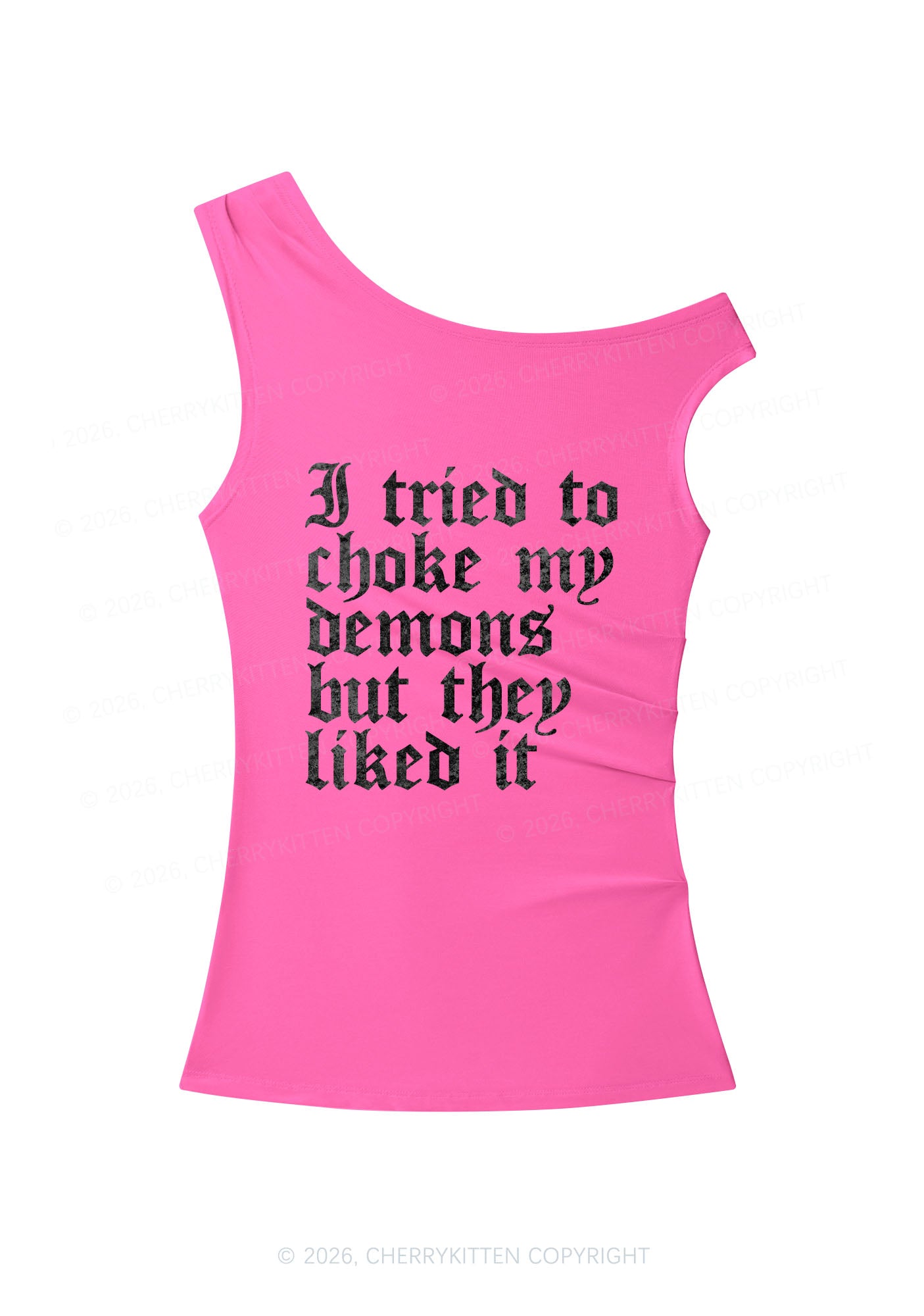 Halloween Choke Demons They Liked Y2K Off Shoulder Tank Top Cherrykitten