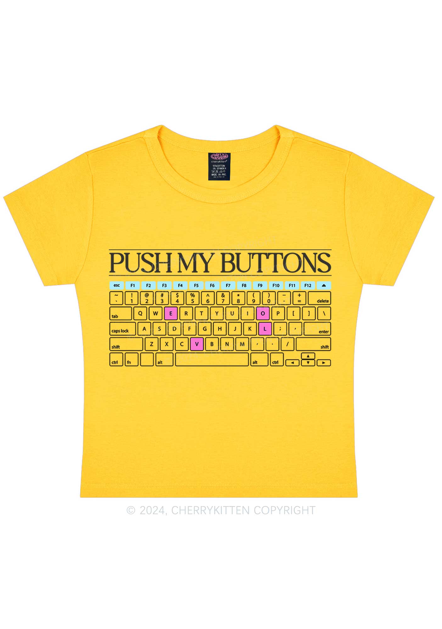 Push My Buttons Y2K Baby Tee Cherrykitten