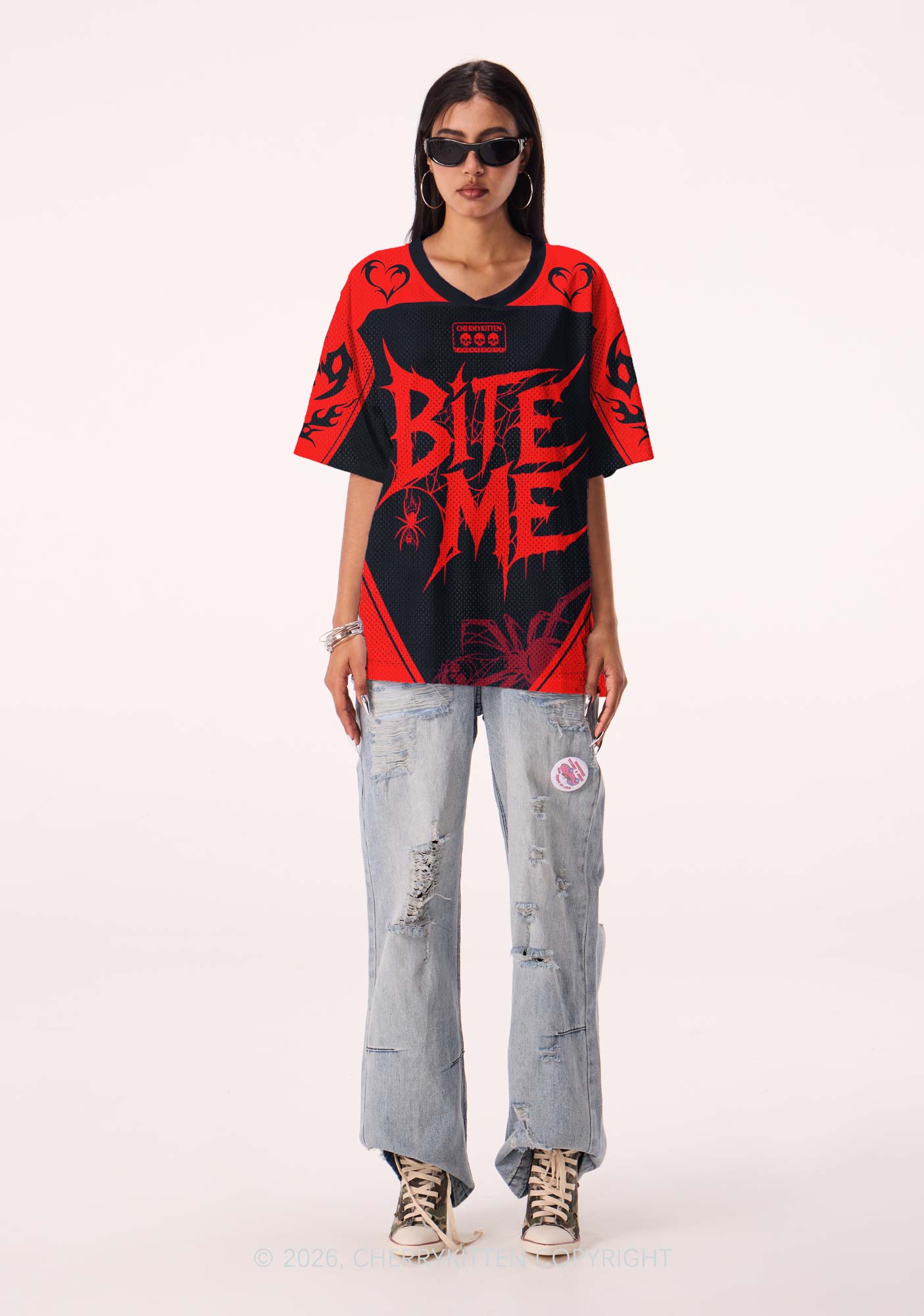 Halloween Bite Me Spider Web Y2K Sport Jersey Shirts Cherrykitten