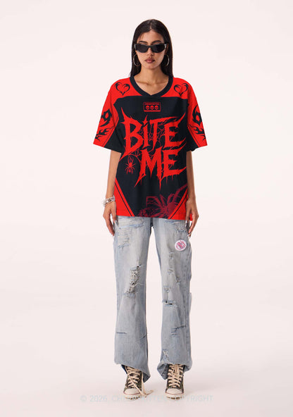 Halloween Bite Me Spider Web Y2K Sport Jersey Shirts Cherrykitten