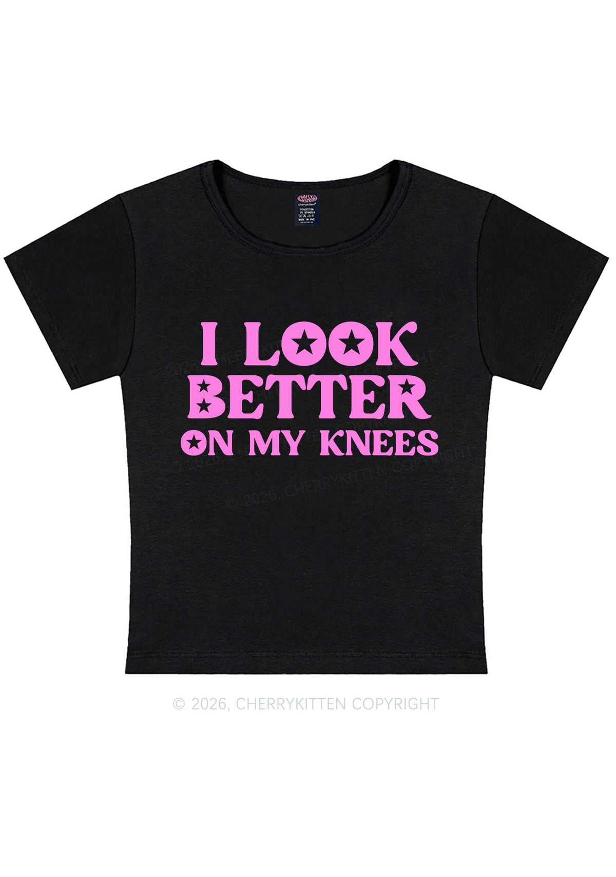 I Look Better On My Knees Y2K Baby Tee Cherrykitten
