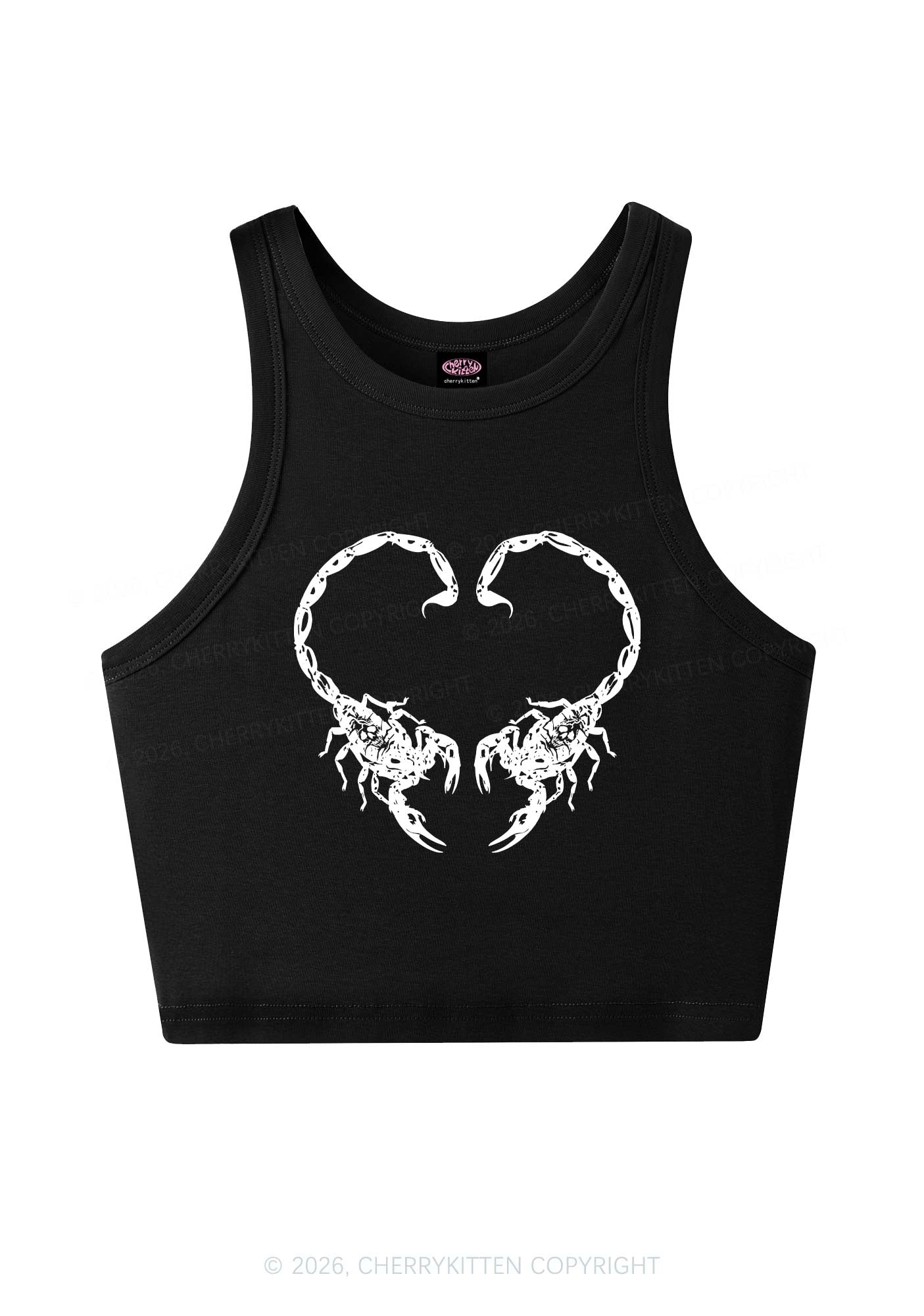 Skull Scorpion Heart Y2K Crop Tank Top Cherrykitten