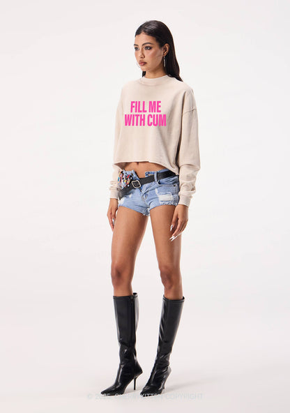 Fill Me With Cxm Y2K Crop Washed Sweatshirts Cherrykitten