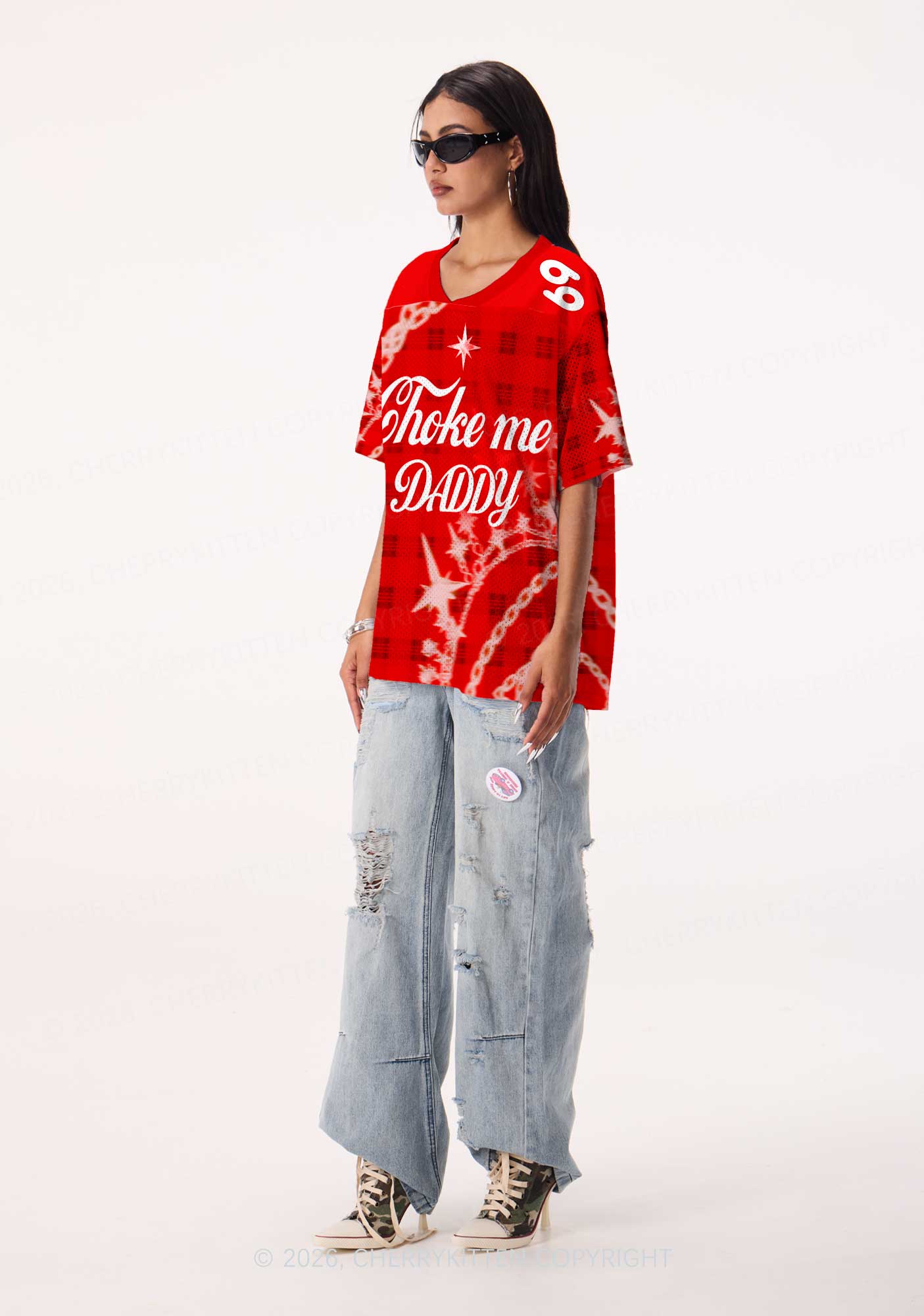 Choke Me Daddy Y2K Sport Jersey Shirts Cherrykitten