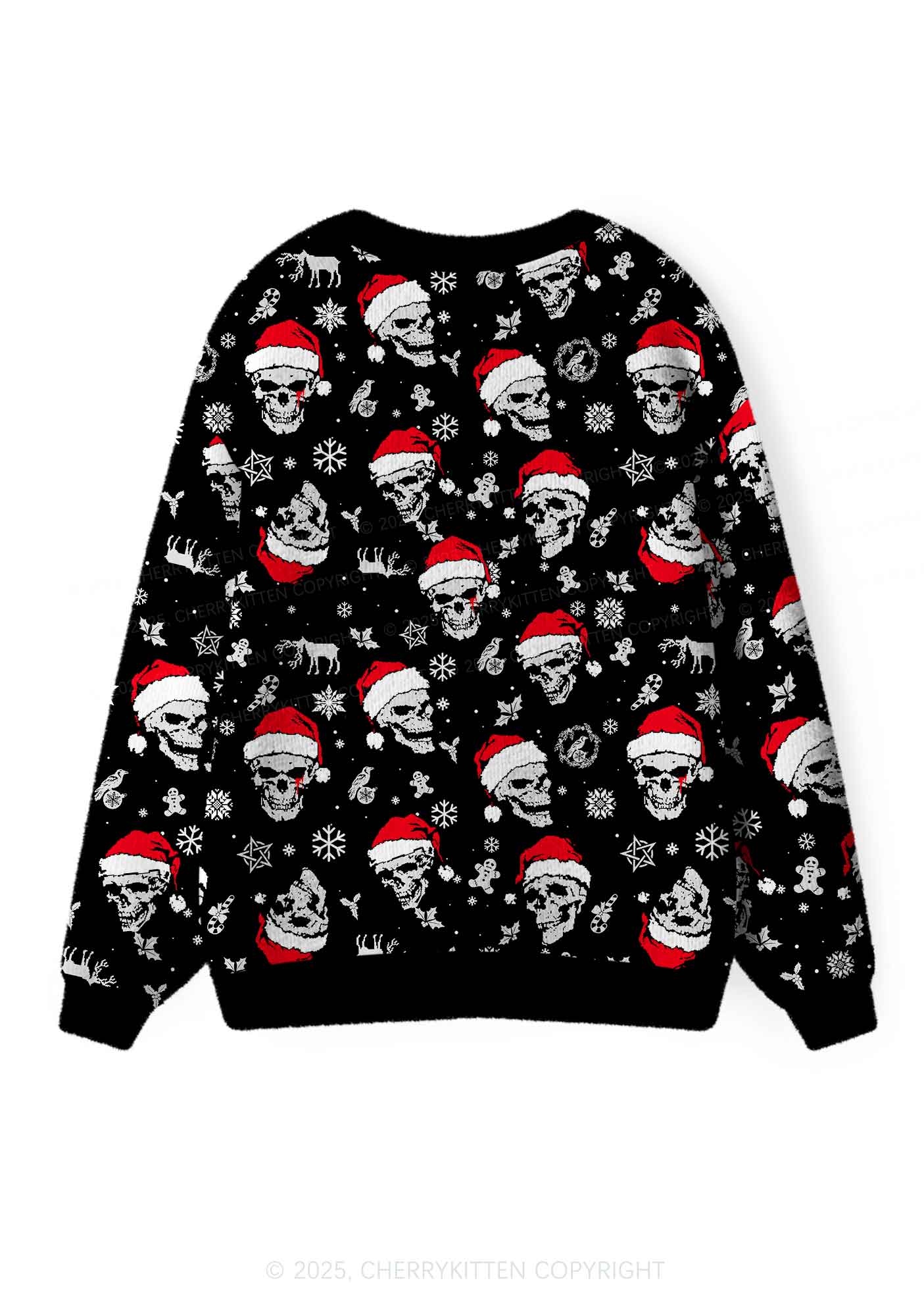Skull Santa Y2K Christmas Cardigan Knit Sweatshirt Cherrykitten